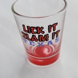 Texas Shot Glass Unisex Small Clear Glass Decorated LICK IT SLAM IT Souvenir